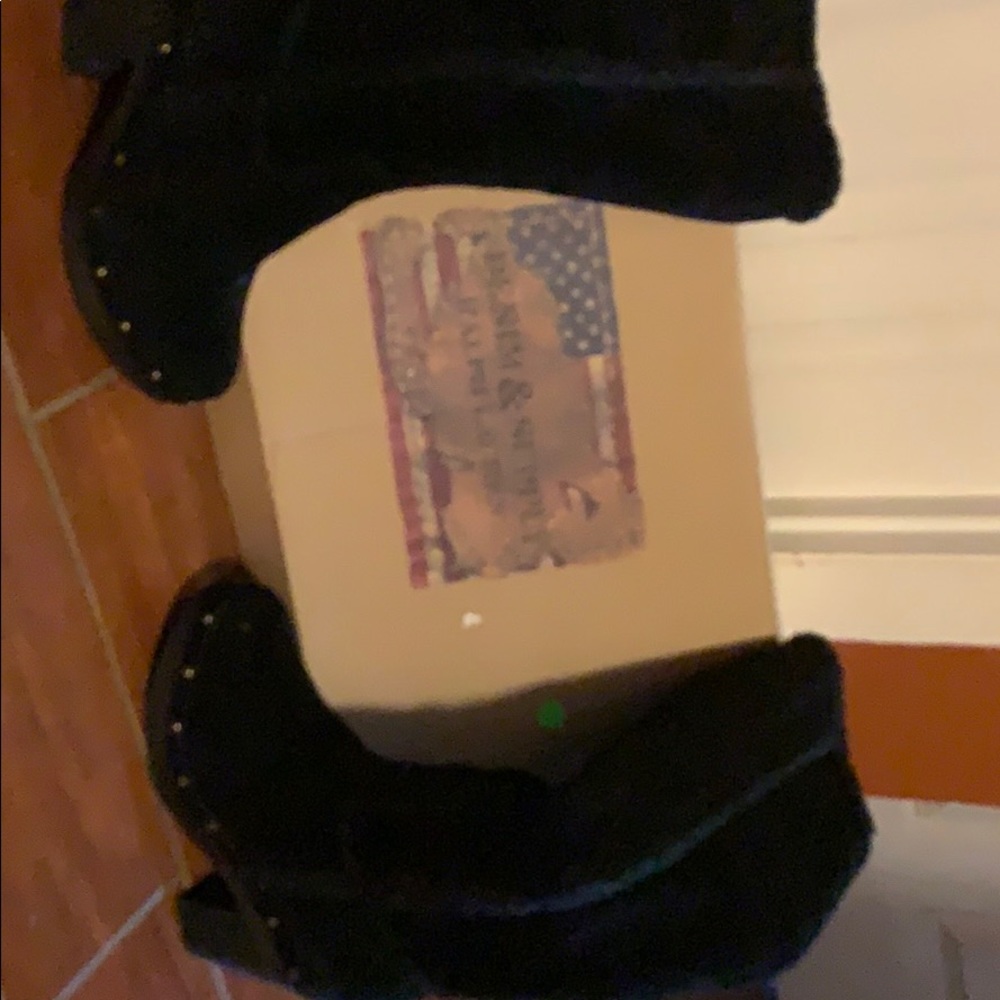 Knee high black suede winter boots